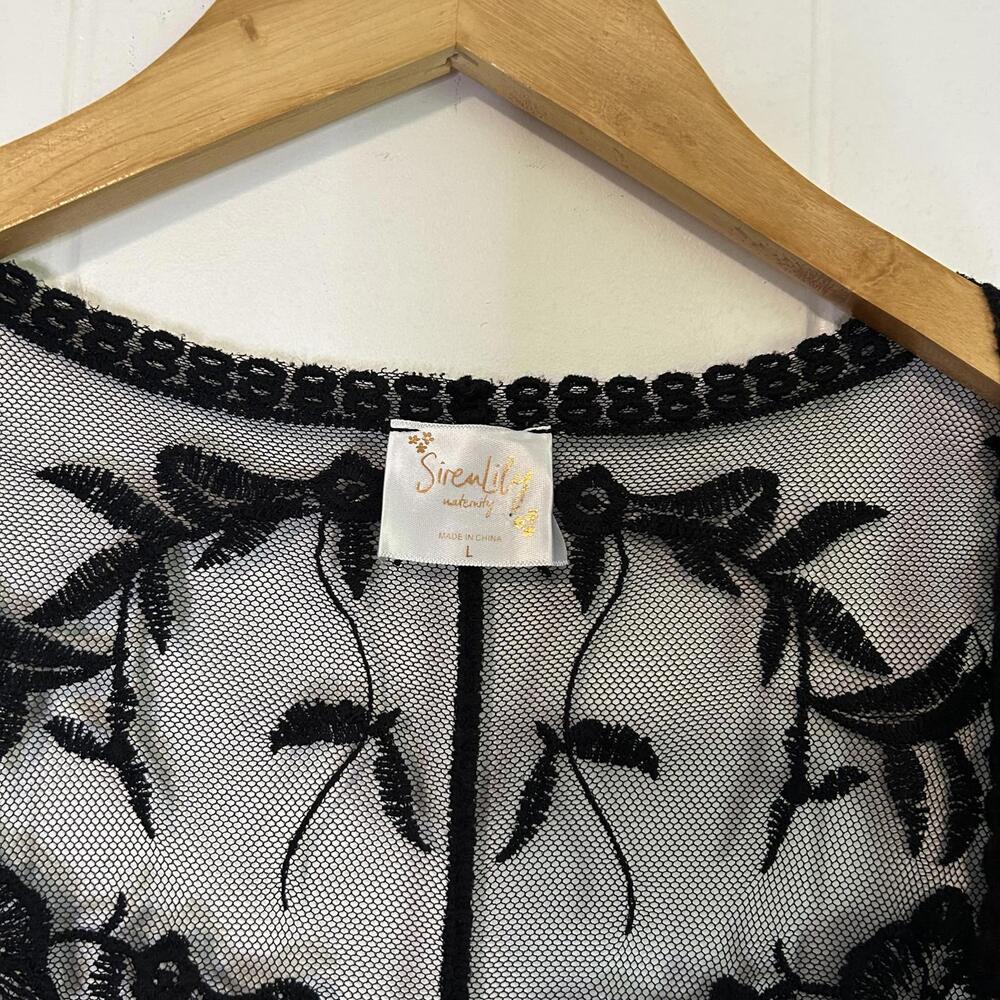 Siren Lily Floral Lace Crochet Sheer Open Cardigan Cover Up Women's Large - Picture 4 of 5